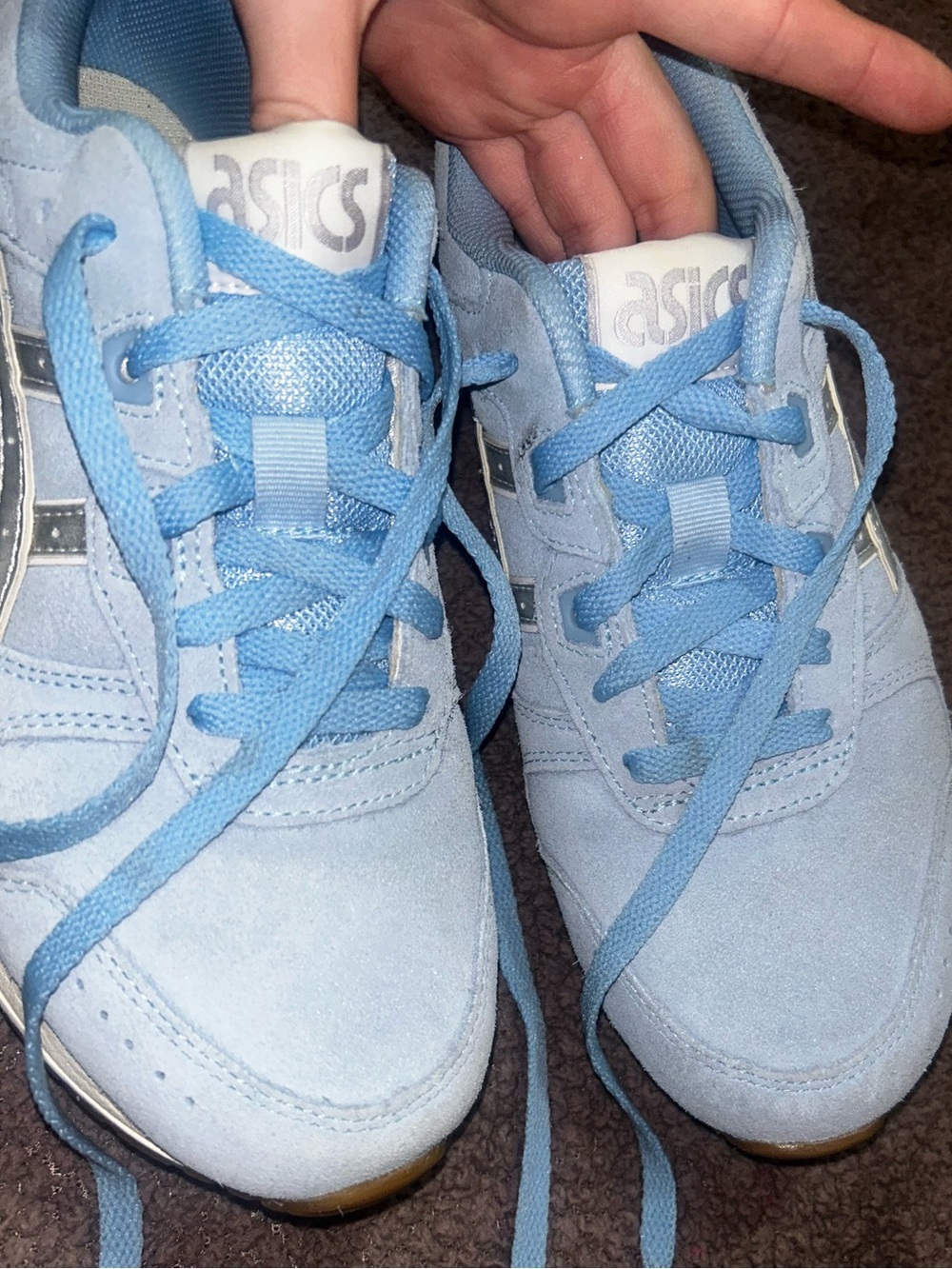 Baby Blue ASICS Sneakers 👟 • Y2K Retro Style • Suede Look • Women’s Size 8.5